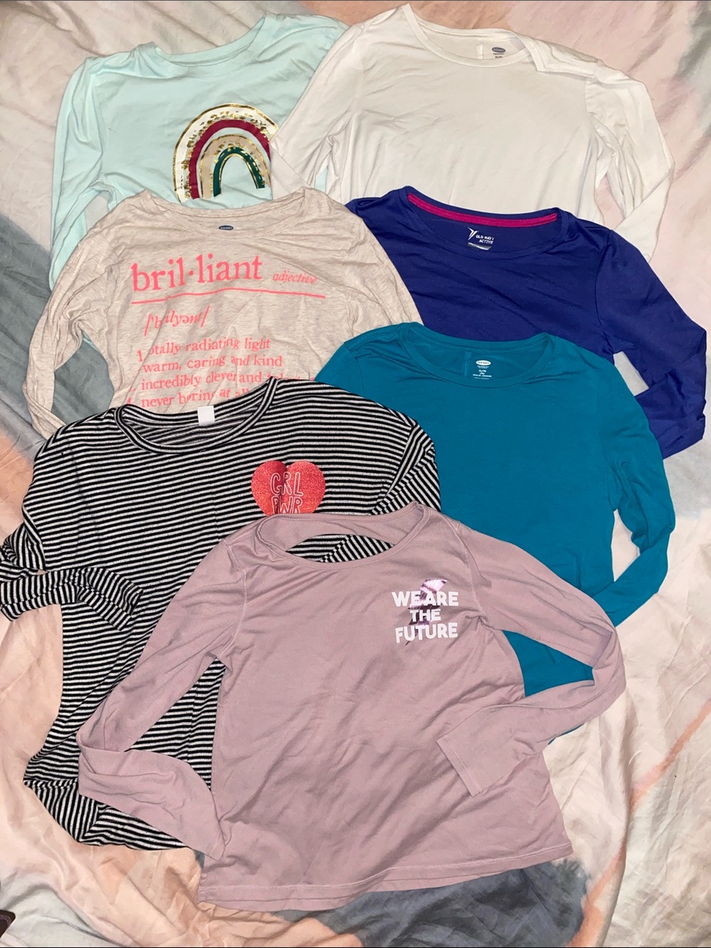 7 Girls Long Sleeve Tee Bundle Size XL 14 USED